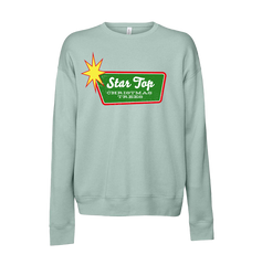 Star Top Christmas Trees Fleece Dressing Festive dusty blue crew