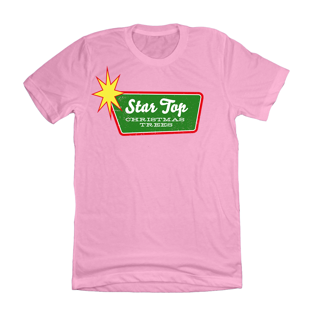 Star Top Christmas Trees T-shirts Dressing Festive pink tee