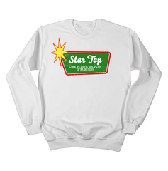 Star Top Christmas Trees Fleece Dressing Festive white crewneck