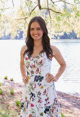 White Floral Satin Dress As Seen On Danica on Hallmark - Size 6