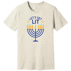 Hanukkah Lets Get Lit Dressing Festive prism oatmeal T-shirt