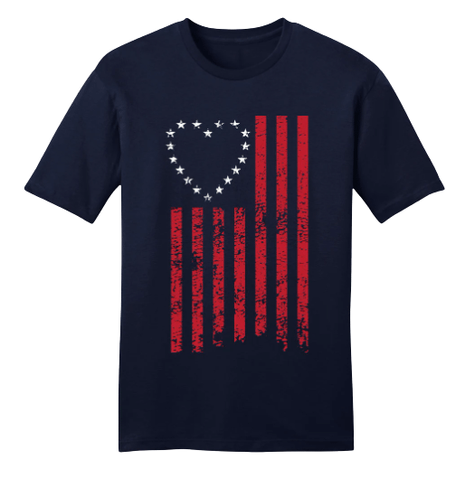 Hearts Stars and Stripes T-shirt Navy Blue Dressing Festive