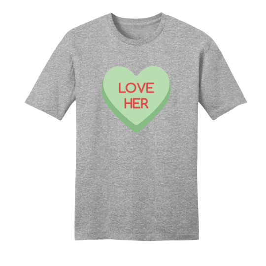 Love Her Candy Heart grey T-shirt Dressing Festive