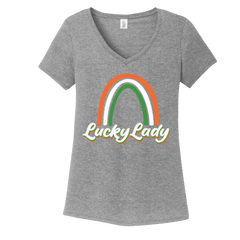 Lucky Lady grey V-Neck T-shirt Dressing Festive