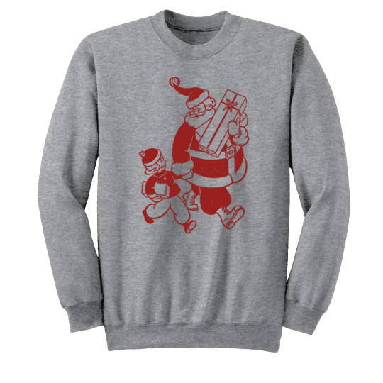 Santa and Friend Crewneck grey