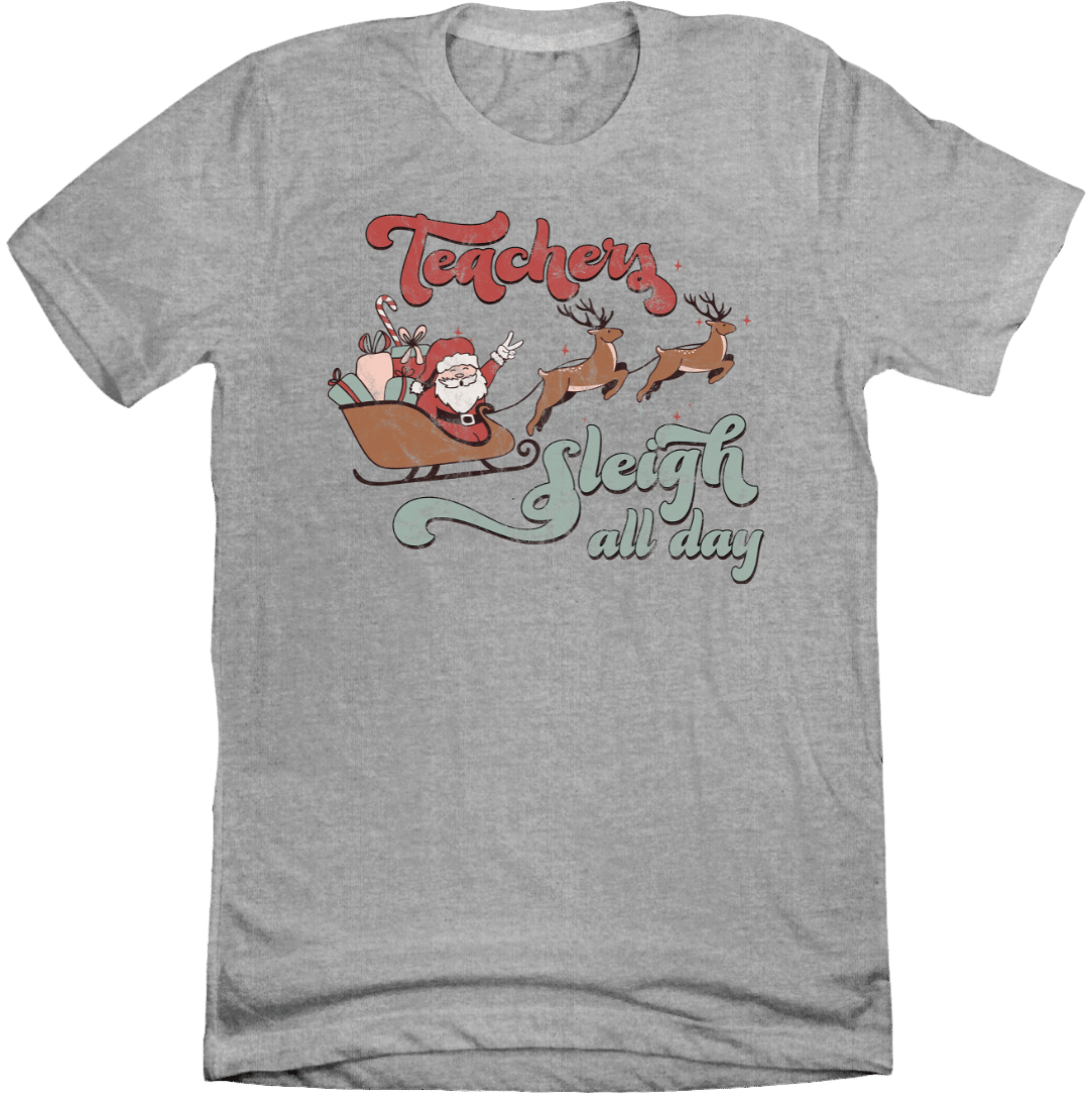 Teachers Sleigh All Day Dressing Festive T-shirt grey