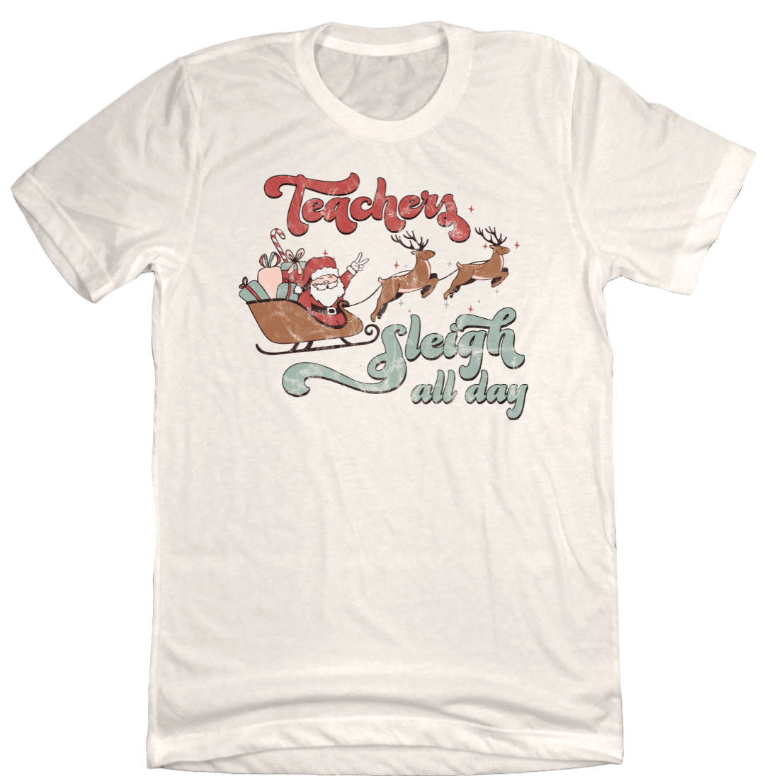 Teachers Sleigh All Day Dressing Festive Natural White T-shirt