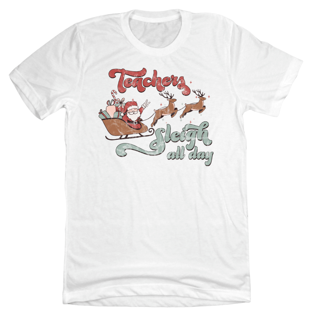 Teachers Sleigh All Day Dressing Festive white T-shirt