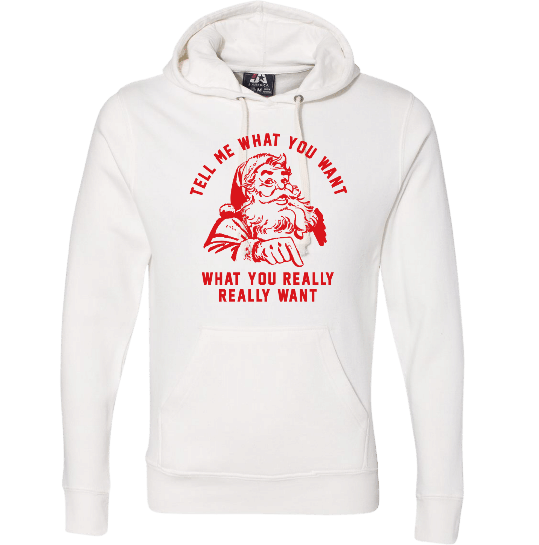 Tell Me What You Want Dressing Festive white hoodie