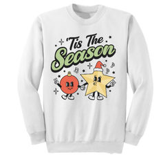 Tis the Season Star and Ornaments Dressing Festive white crewneck