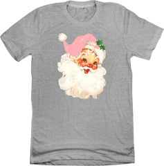Vintage Pink Santa Dressing Festive T-shirt grey