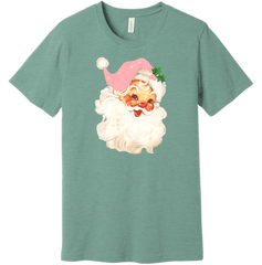 Vintage Pink Santa Dressing Festive green T-shirt