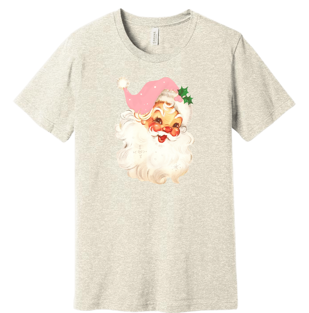 Vintage Pink Santa Dressing Festive natural white T-shirt