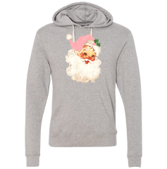 Vintage Pink Santa Dressing Festive Hoodie Grey