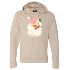 Vintage Pink Santa Dressing Festive Oatmeal Hoodie