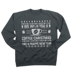 We Wish You a Coffee Christmas charcoal grey crewneck sweatshirt