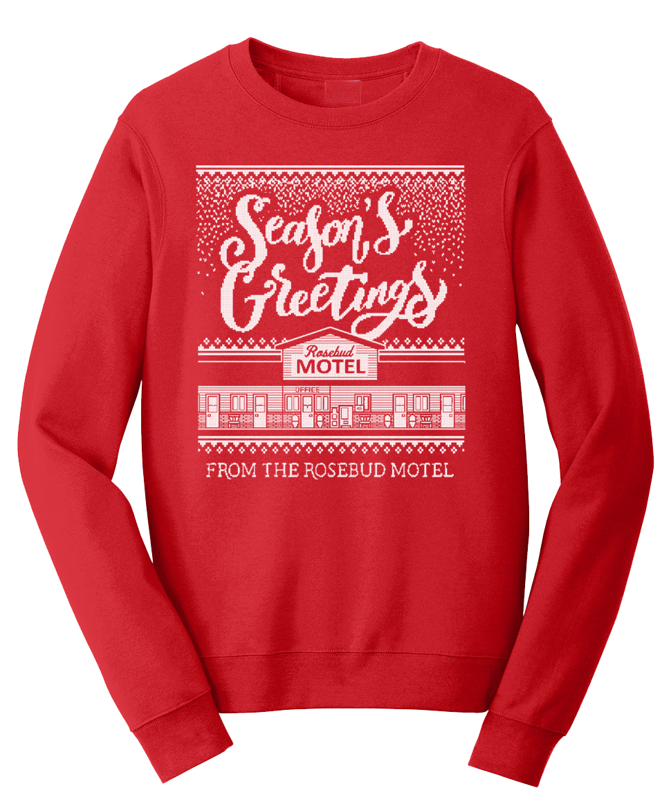 Rosebud Motel Season's Greetings Ugly Sweater