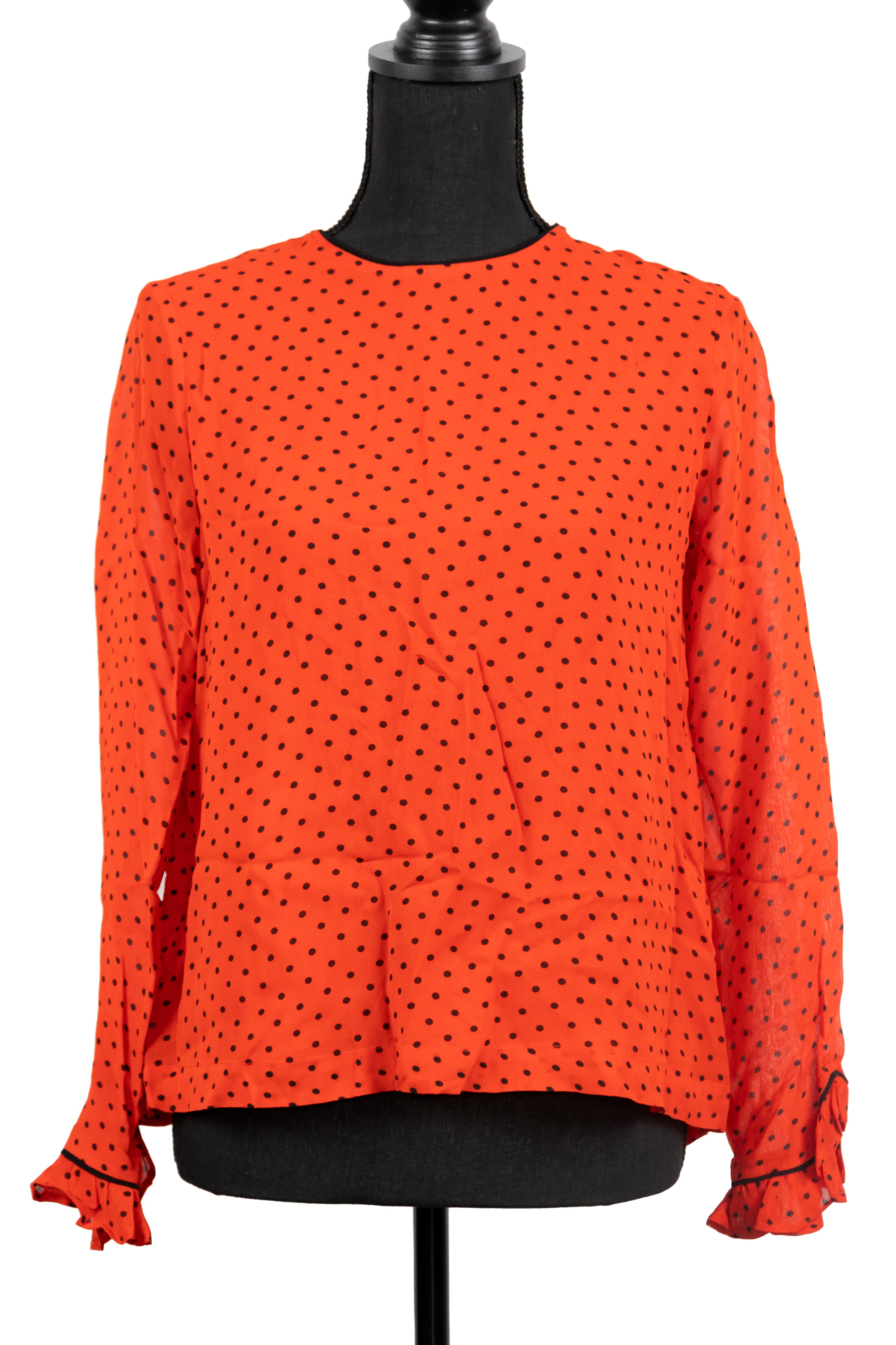 Red and Black Polka Dot Blouse As Seen on Hallmark - Size Small