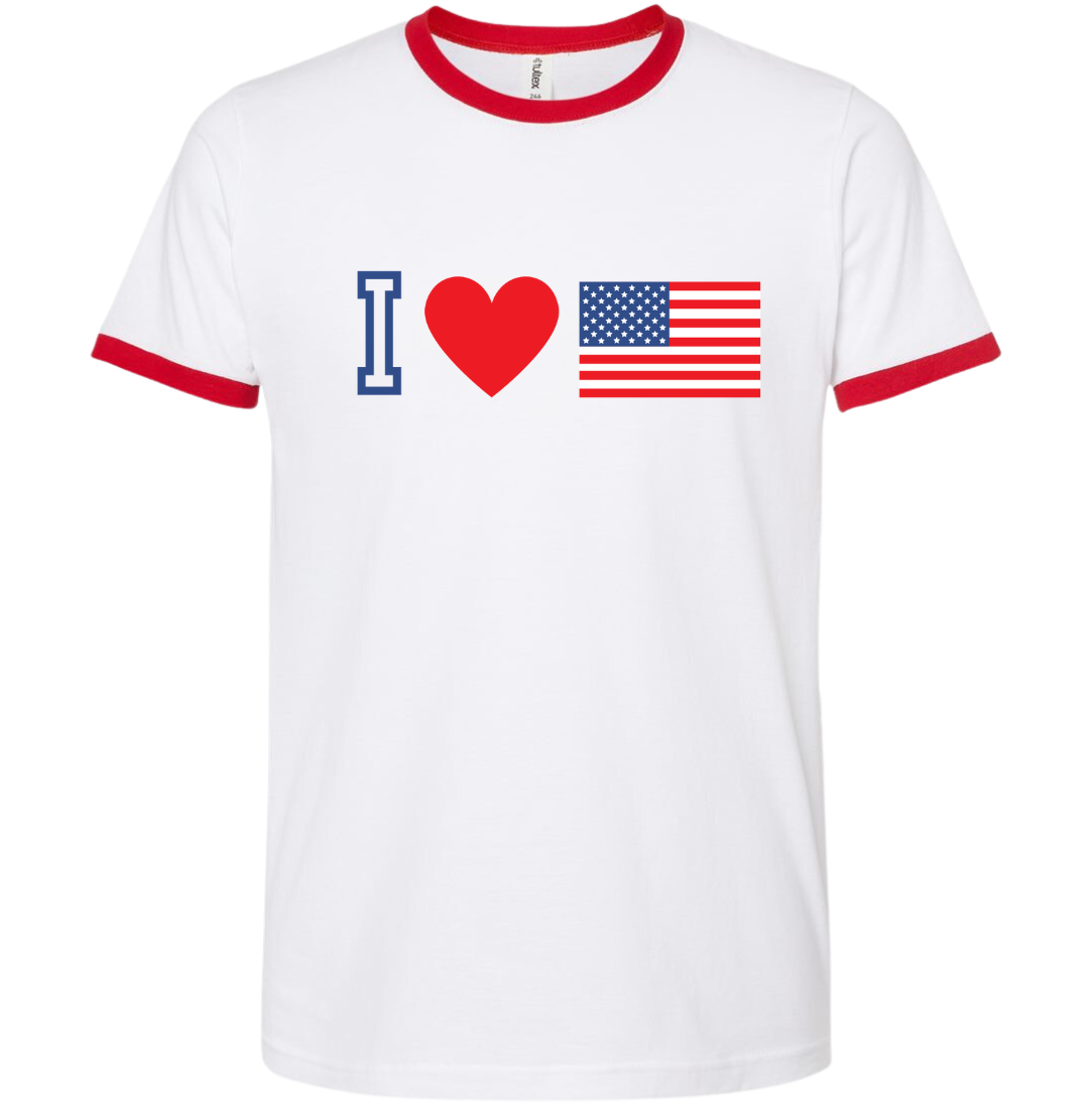 I Heart Flag Dressing Festive ringer t-shirt