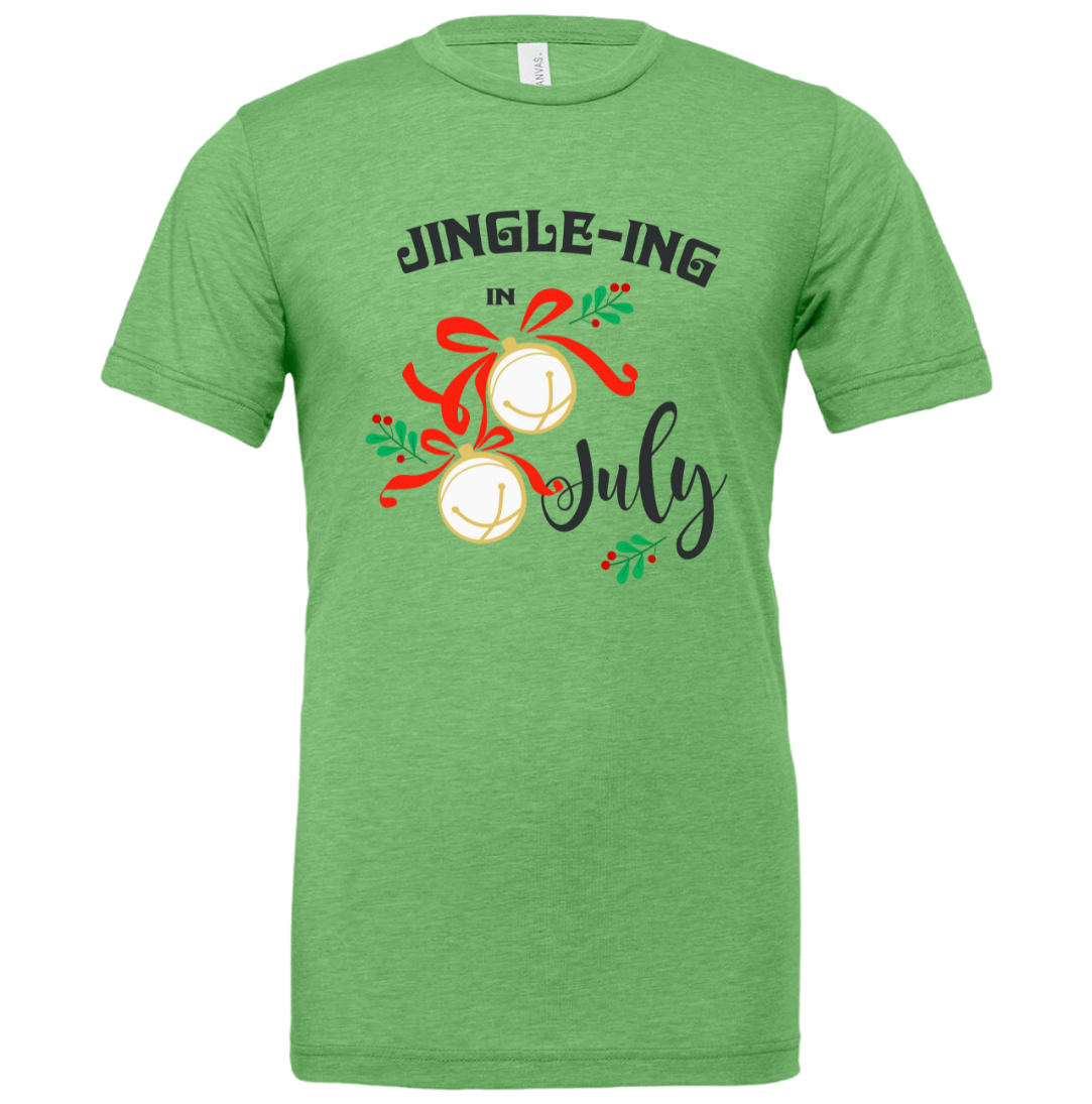 Jingle in July Dressing Festive  green T-shirt