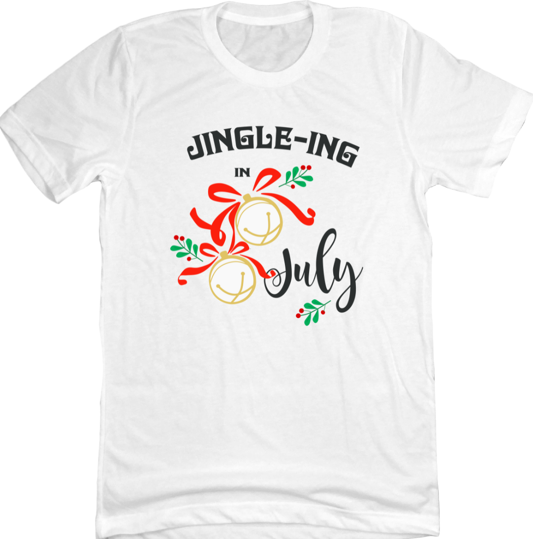 Jingle in July Dressing Festive  white T-shirt