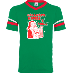 Hallmark Movies and Chill Dressing Festive ringer T-shirt