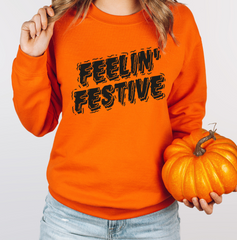 Halloween Feelin' Festive dressing festive orange crew