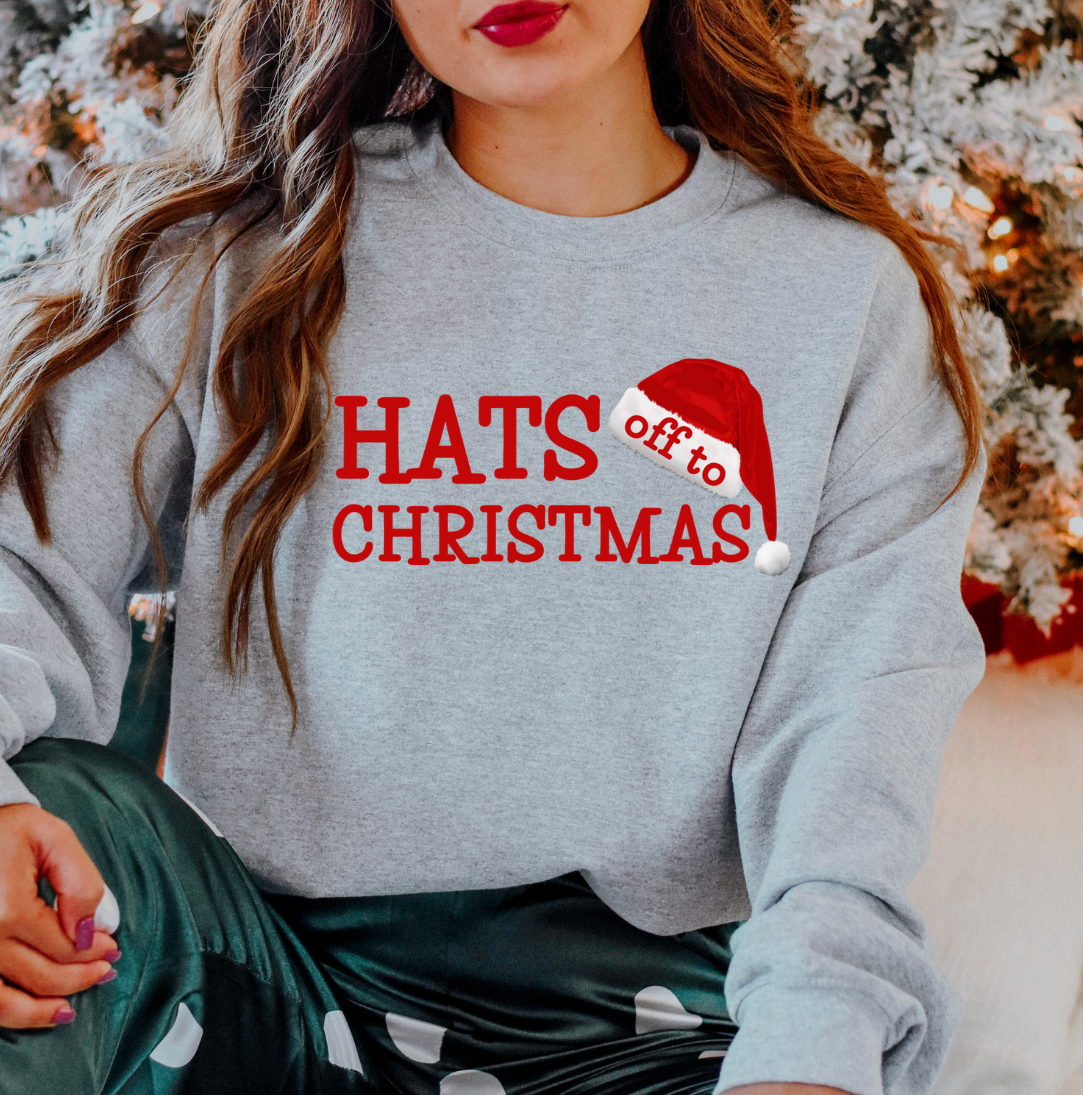 Hats Off to Christmas Hallmark Movie Dressing Festive crewneck grey