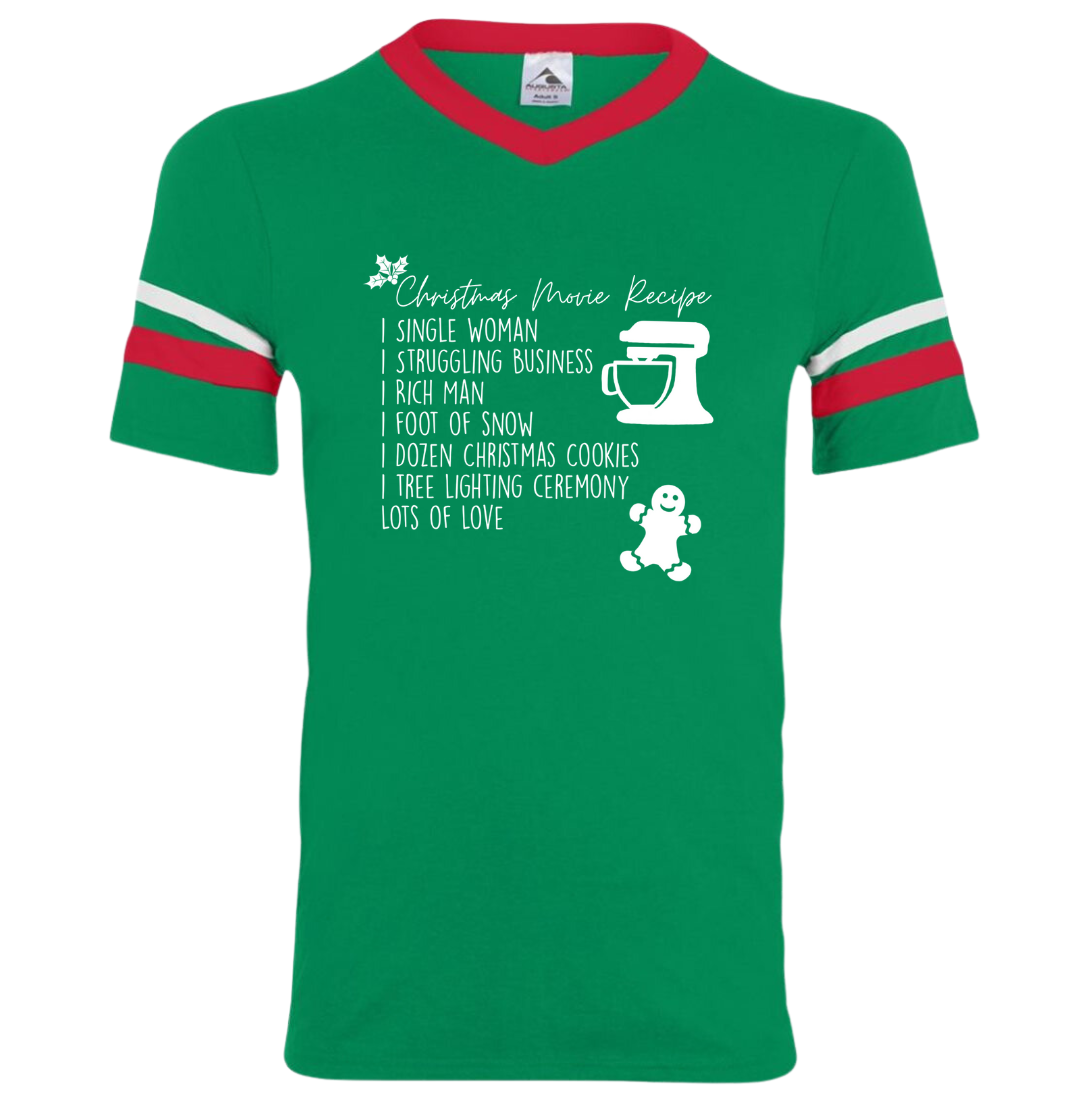 Christmas Movie Recipe Dressing Festive green ringer T-shirt