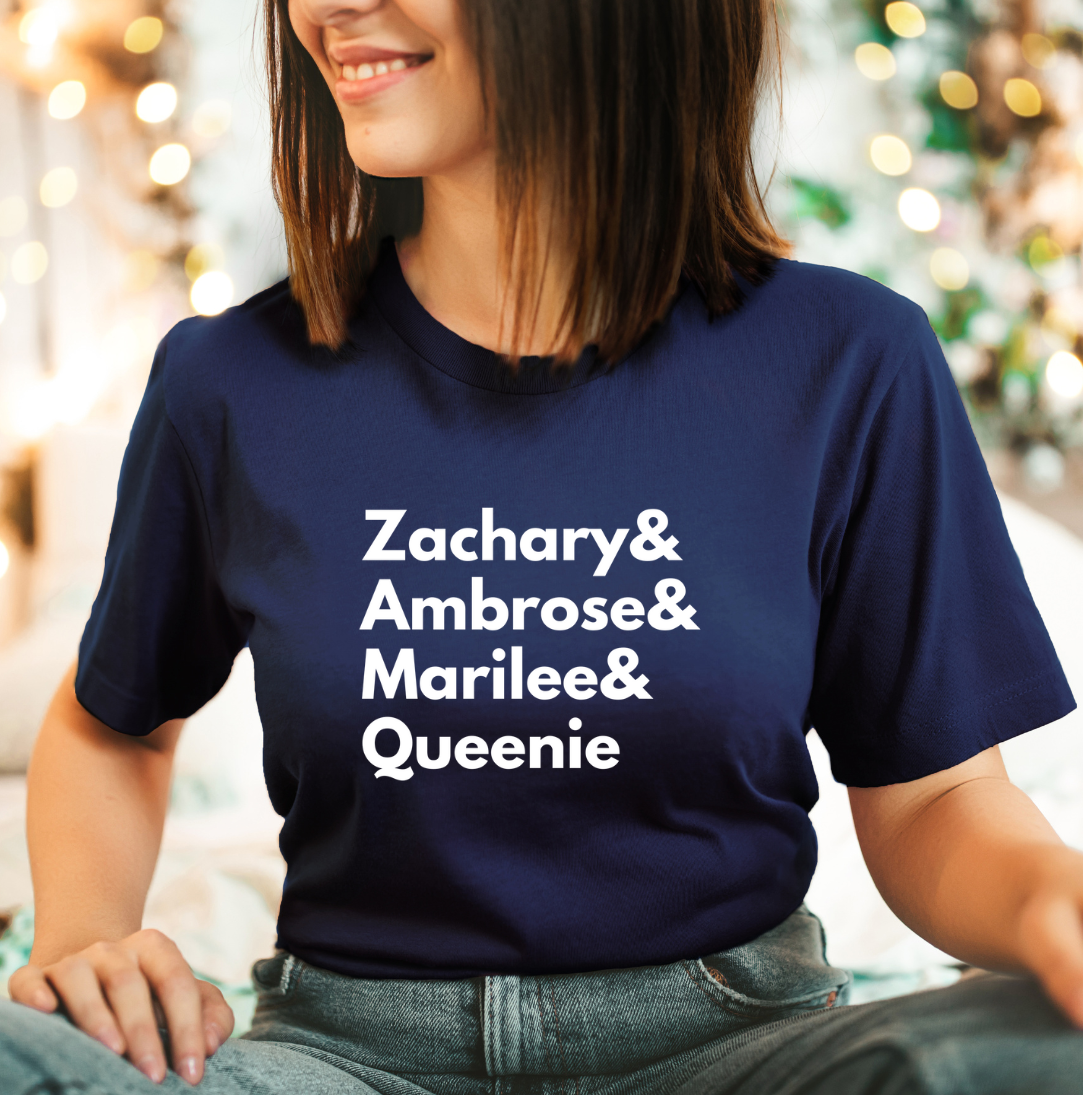 Nine Lives of Christmas Hallmark Cast Shirt Dressing Festive navy T-shirt