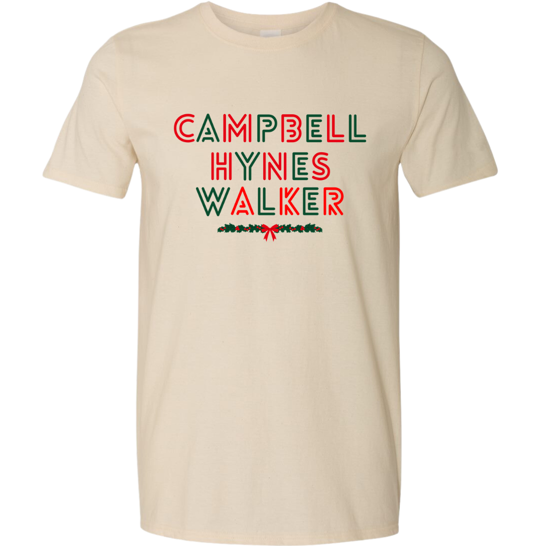 Campbell Hynes Walker Hallmark Favorites Christmas Version Dressing Festive T-shirt  natural