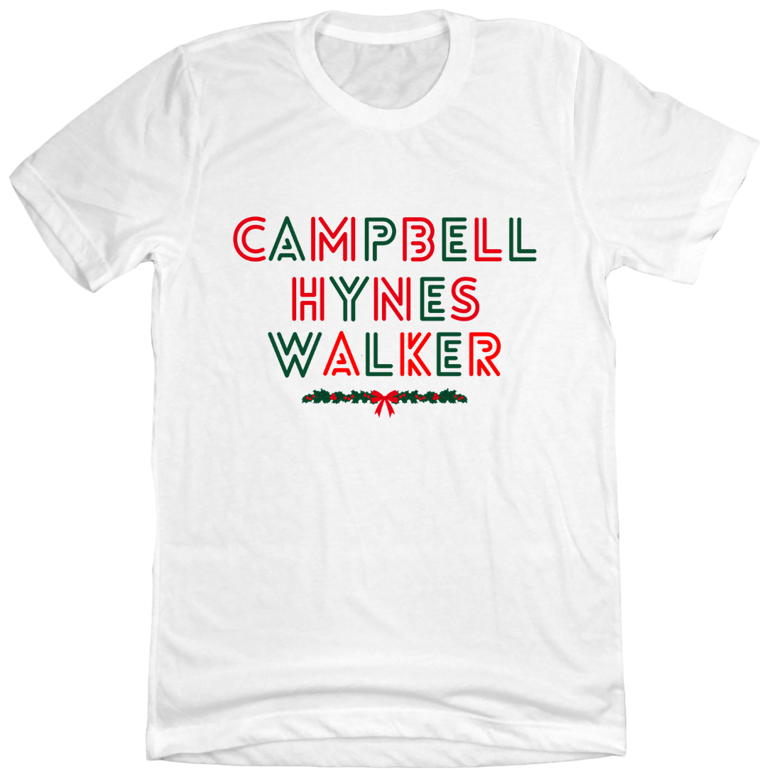 Campbell Hynes Walker Hallmark Favorites Christmas Version Dressing Festive T-shirt  white