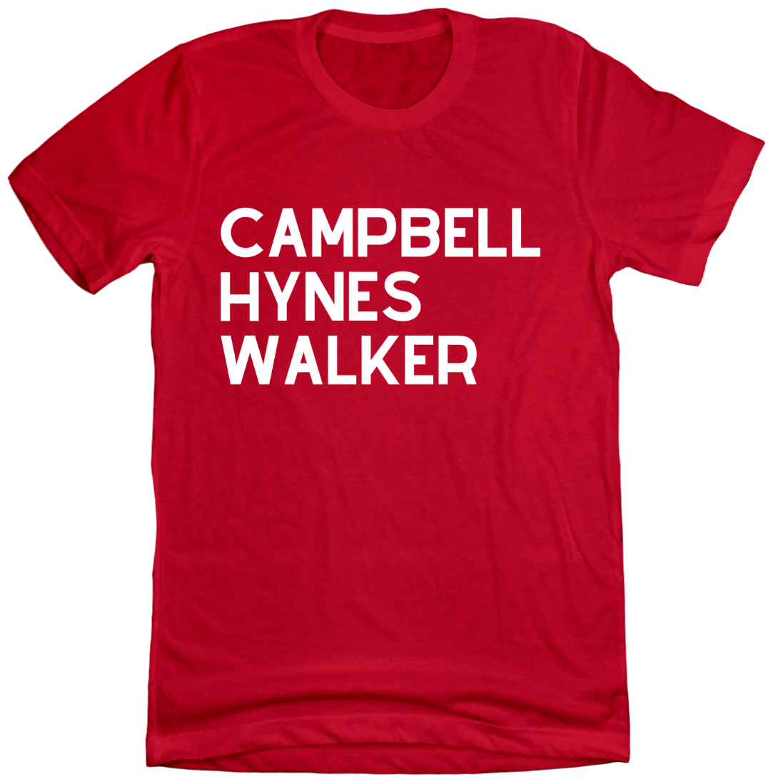 Campbell Hynes Walker the Three Wiseman Dressing Festive Tee red