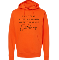 World With Octobers Black Print Dressing Festive orange Hoodie