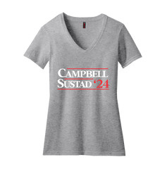 Campbell Sustad Hallmark Political Campaign Dressing Festive V-neck grey