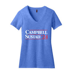 Campbell Sustad Hallmark Political Campaign Dressing Festive blue V-neck