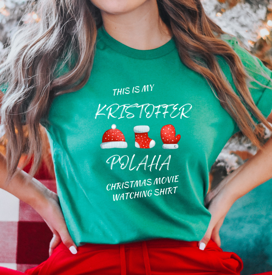 Kristoffer Polaha Christmas Movie Watching Shirt Red and White Print