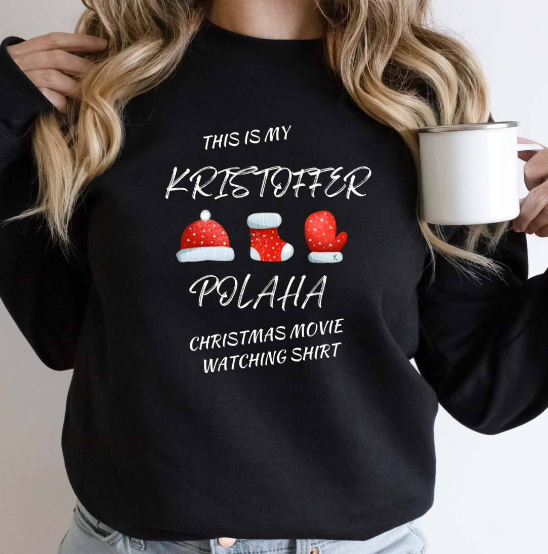 Kristoffer Polaha Christmas Movie Watching Shirt Red and White Print