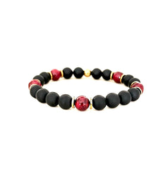 Jewels For Hope Onyx with Red Stone Stretch Bracelet As Seen On Will Kemp