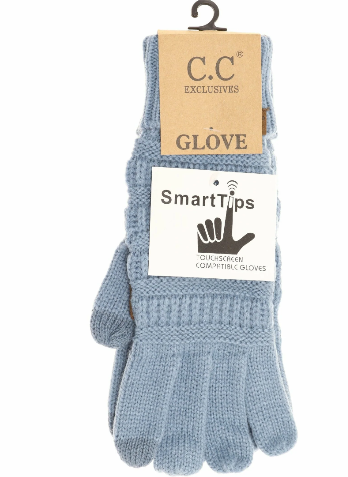 Light Grey Cable Knit Gloves