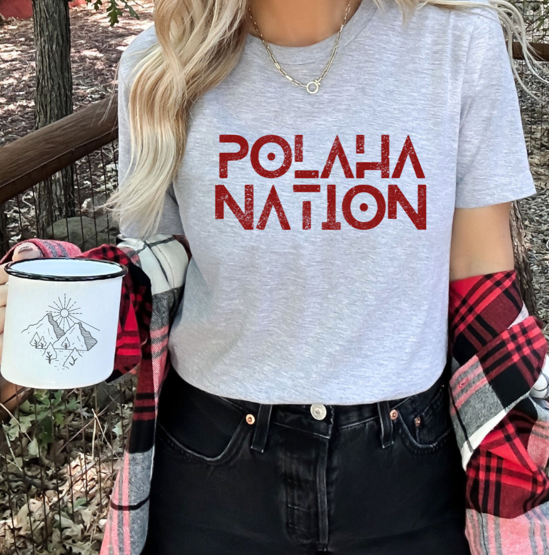 Polaha Nation Stacked Distressed Cardinal Red