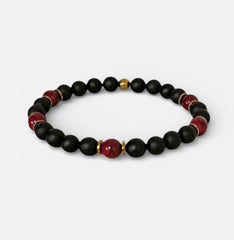 Jewels For Hope Onyx with Red Stone Stretch Bracelet As Seen On Will Kemp
