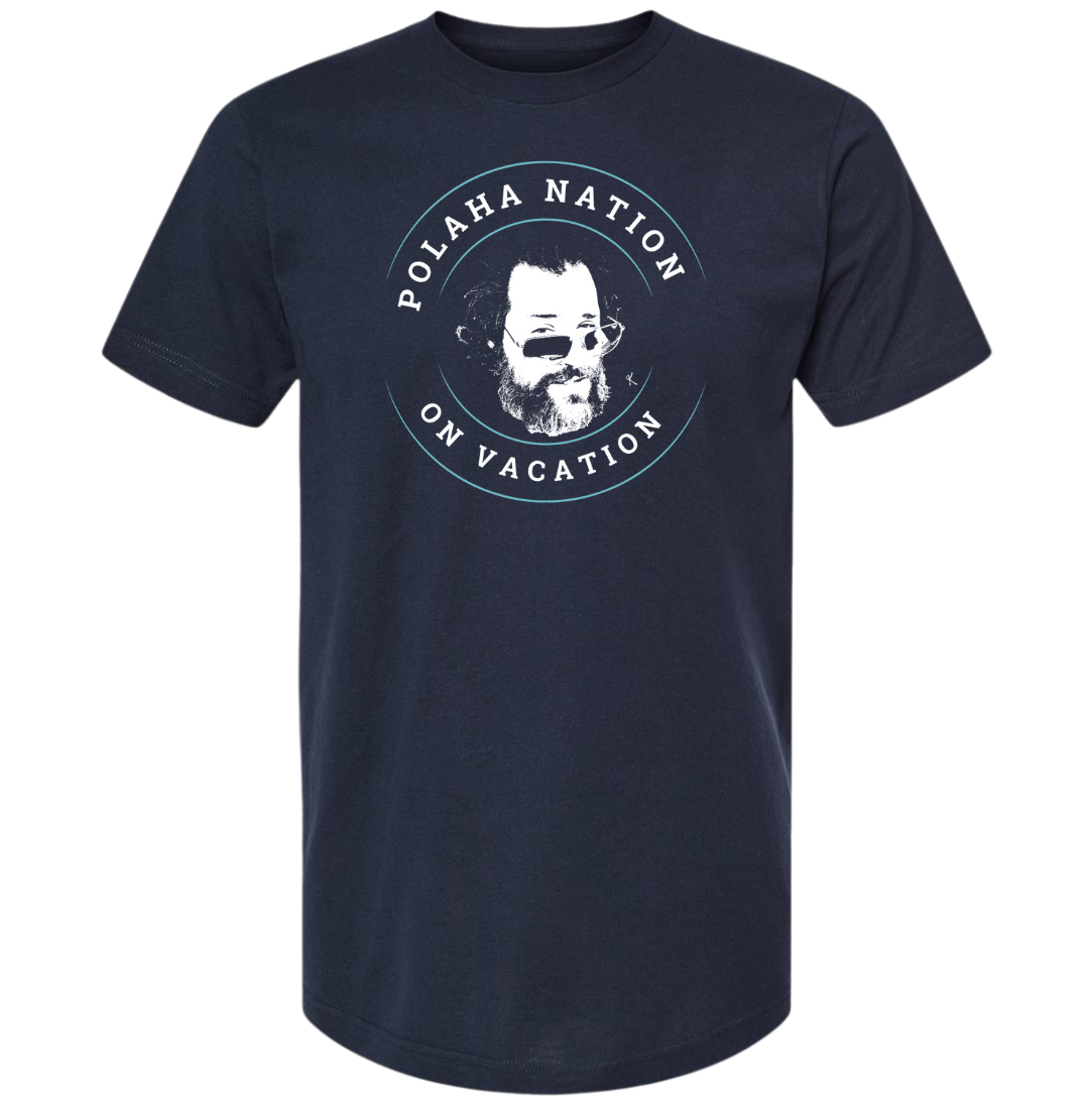 Polaha Nation On Vacation Blue and White Print