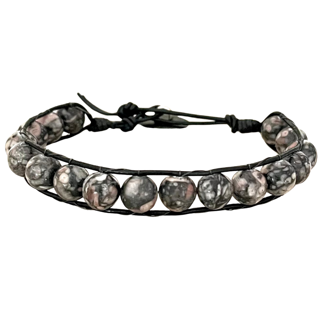 Jewels For Hope Grey Stone Leather Wrap Bracelet ASO Will Kemp