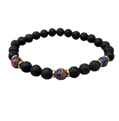 Lava and Blue Stone Stretch Bracelet As Seen On Will Kemp