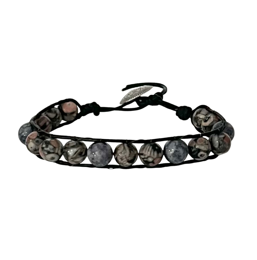 Jewels For Hope Grey Stone Leather Wrap Bracelet ASO Will Kemp