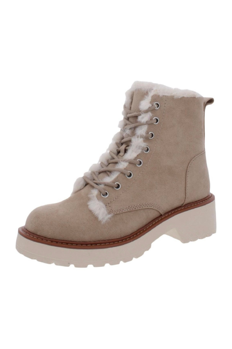 NIB Faux Suede and Faux Fur Lace-Up Boot As Seen On Hallmark Channel - Size 8.5