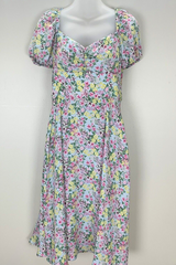 Floral Cottage Puff Sleeve A-Line Midi Dress As Seen on Hallmark - Size 12