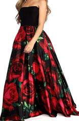 NWT Black Top Rose Bottom Gown As Seen on Hallmark - Size 12