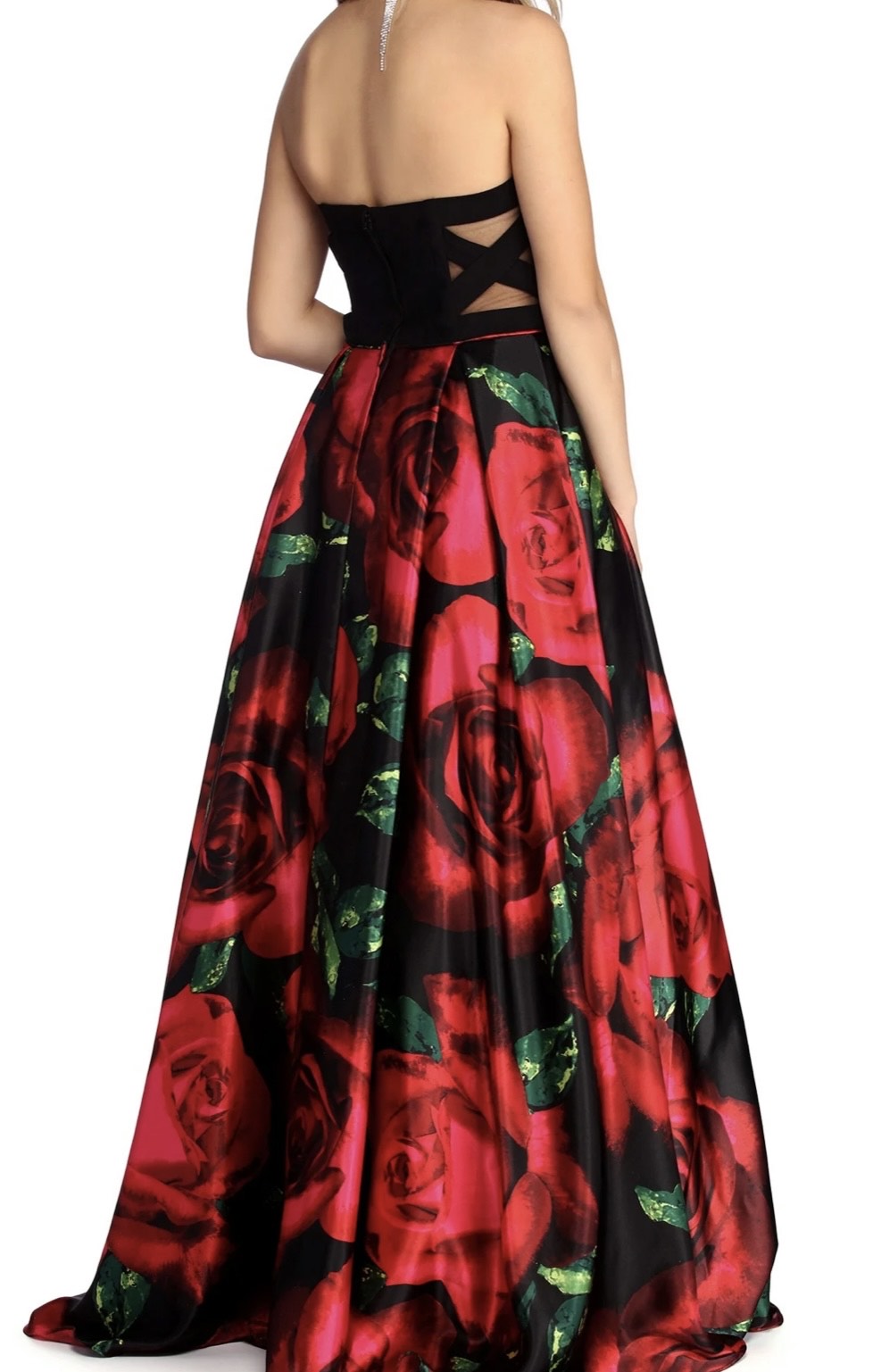 NWT Black Top Rose Bottom Gown As Seen on Hallmark - Size 12
